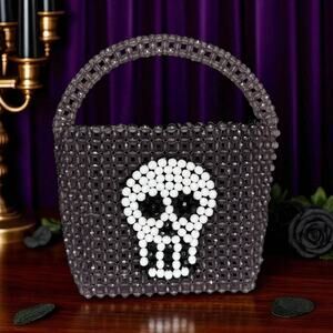 Bouffants & Broken Hearts Kendra Dandy Beaded Skull Purse Goth Halloween